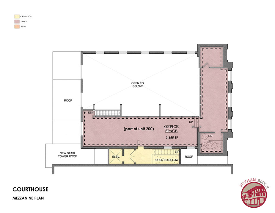 Putnam Block, Bennington - Courthouse Building floor plan, mezzanine