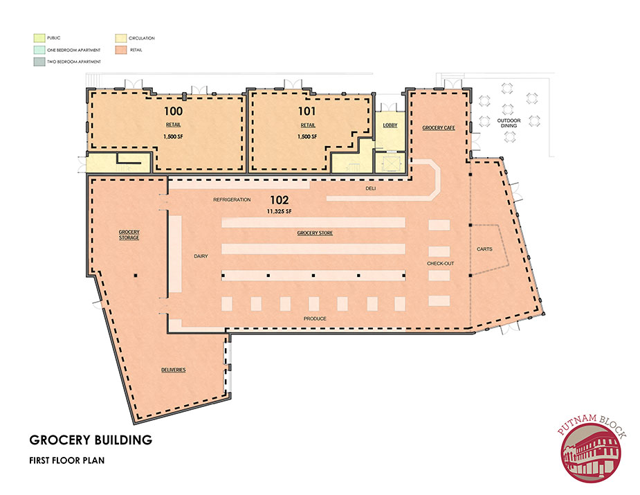 Putnam Block, Bennington - Grocery Building floor plan, first floor