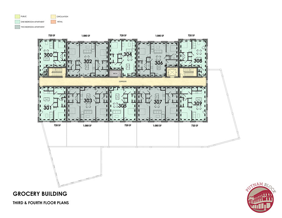 Putnam Block, Bennington - Grocery Building floor plan, third AND fourth floors