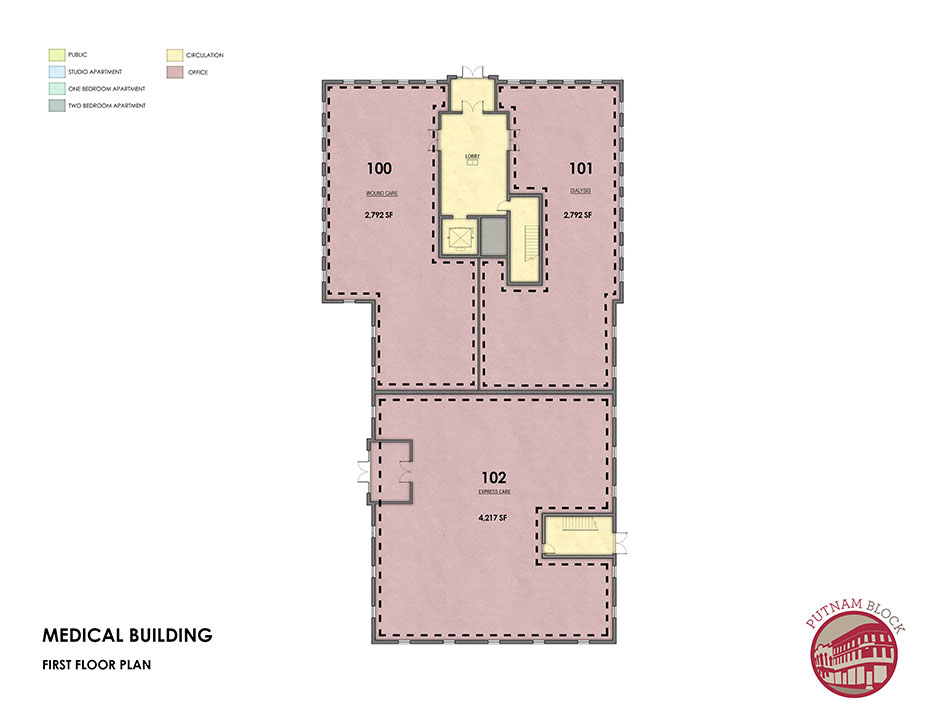 Putnam Block, Bennington - Medical Building floor plan, first floor