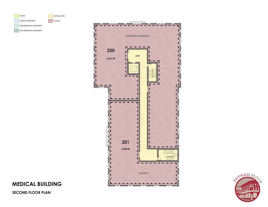 Putnam Block, Bennington - Medical Building floor plan, second floor