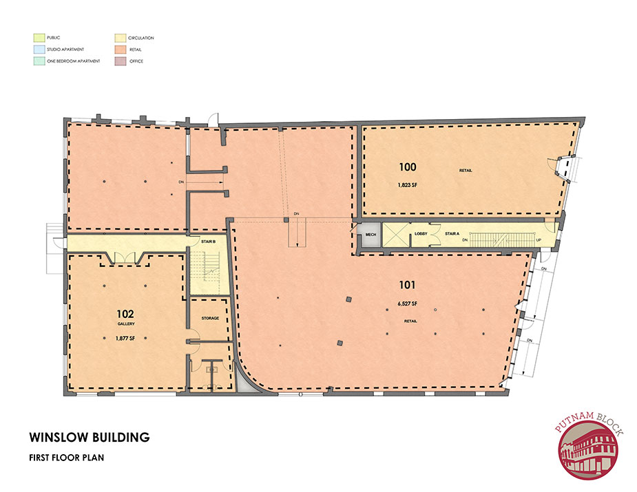 Putnam Block, Bennington - Winslow Building floor plan, first floor