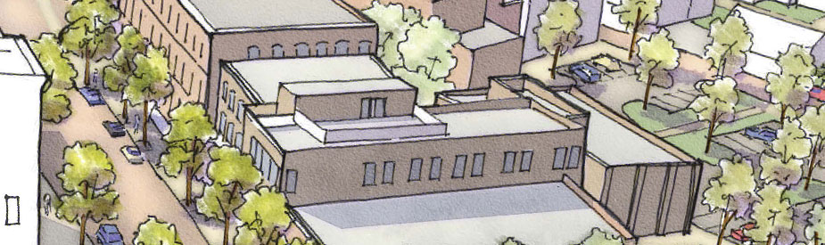 Putnam Block, Bennington, VT - schematic site rendering, zoomed to Winslow Building