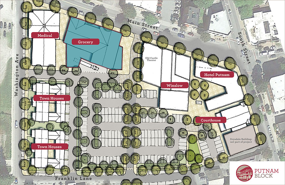 Putnam Block: site plan with Grocery Building marked