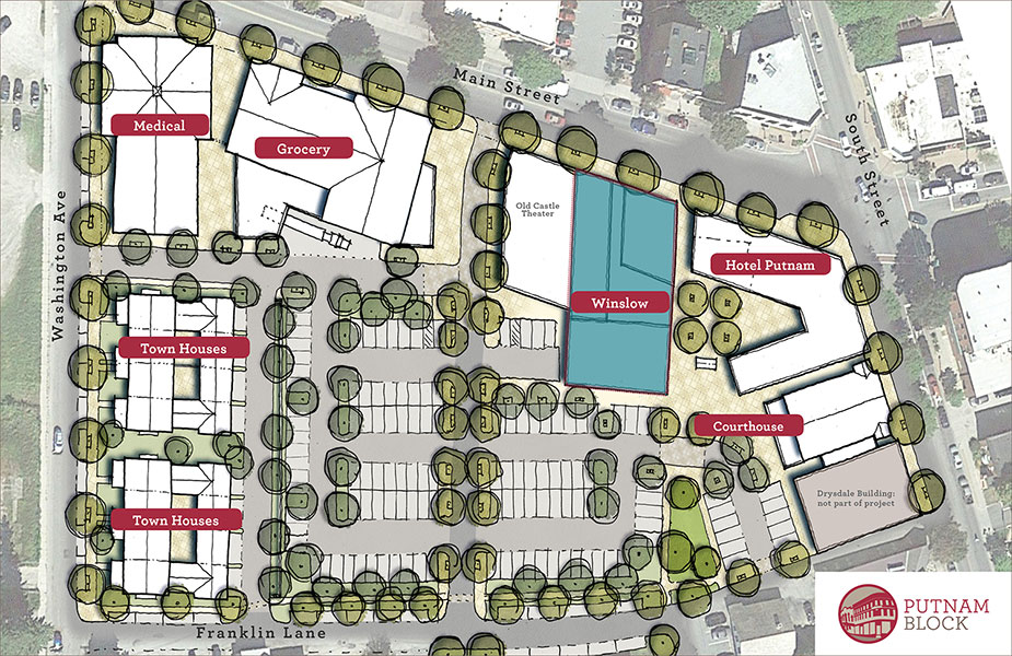 Putnam Block: site plan with Winslow Building marked