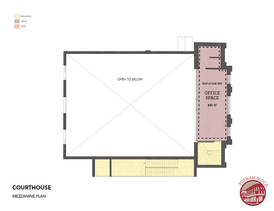 Putnam Block, Bennington - Courthouse Building floor plan, mezzanine